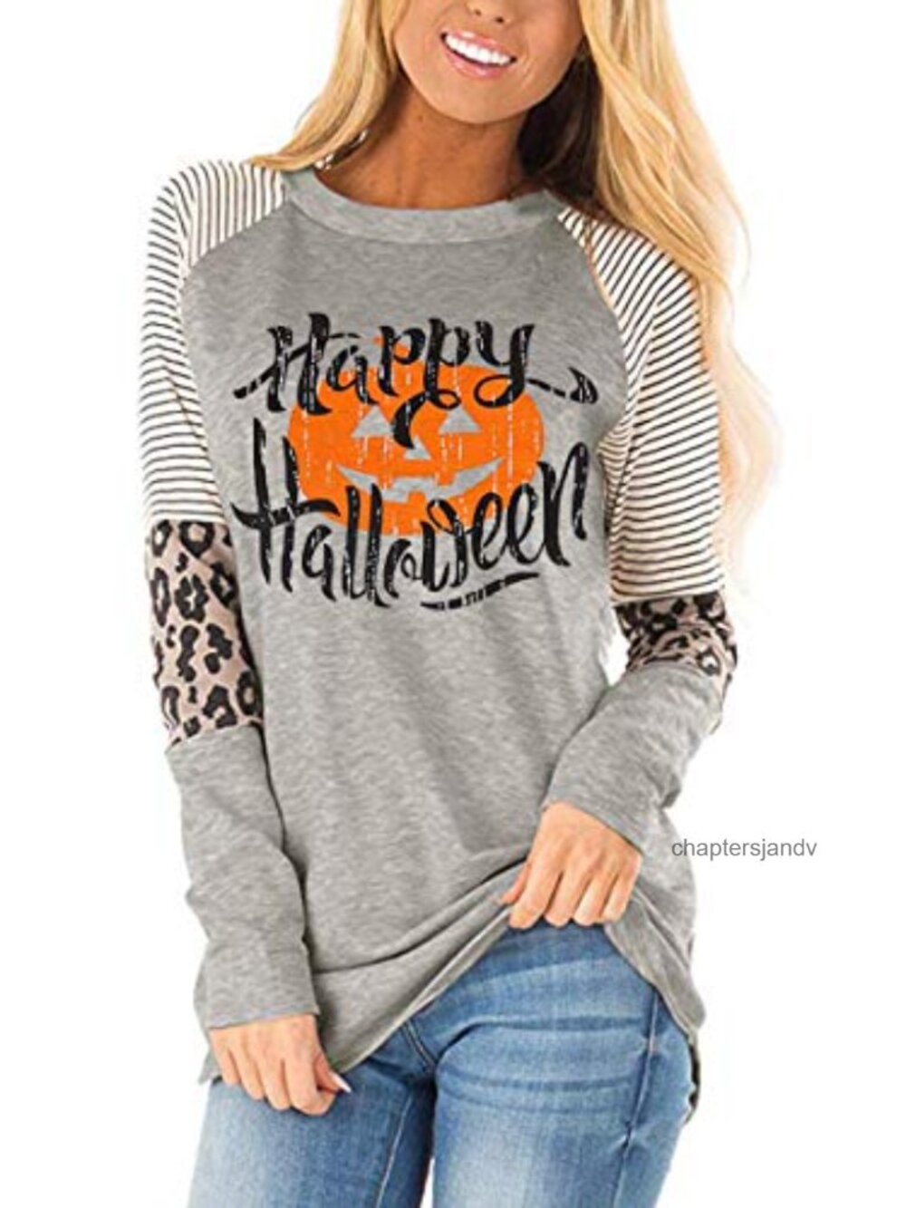 Womens Leopard Print Tunic Long Sleeve Loose Fit Cotton Blend Shirt